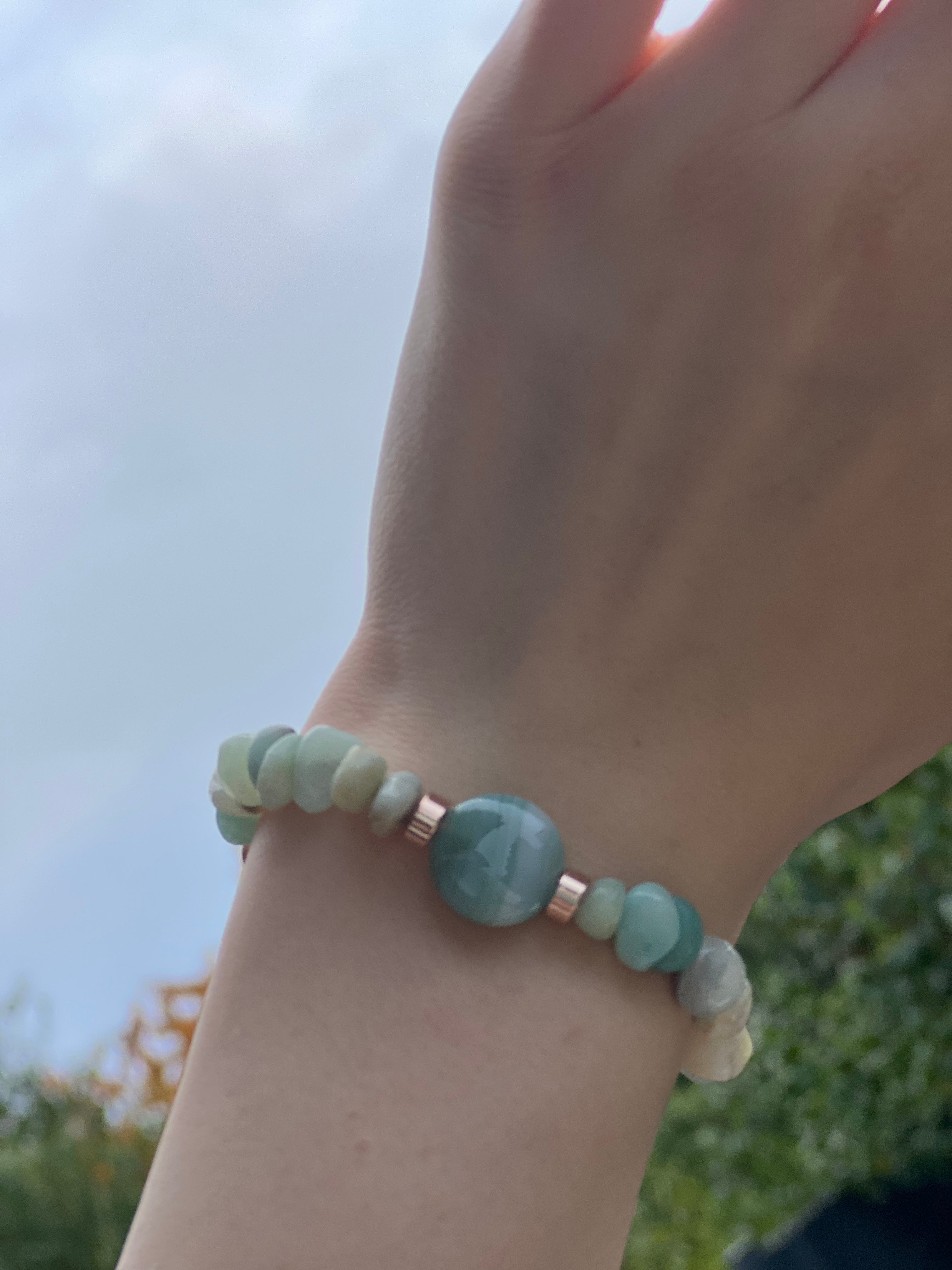 Amazonit und Achat Edelstein Armband