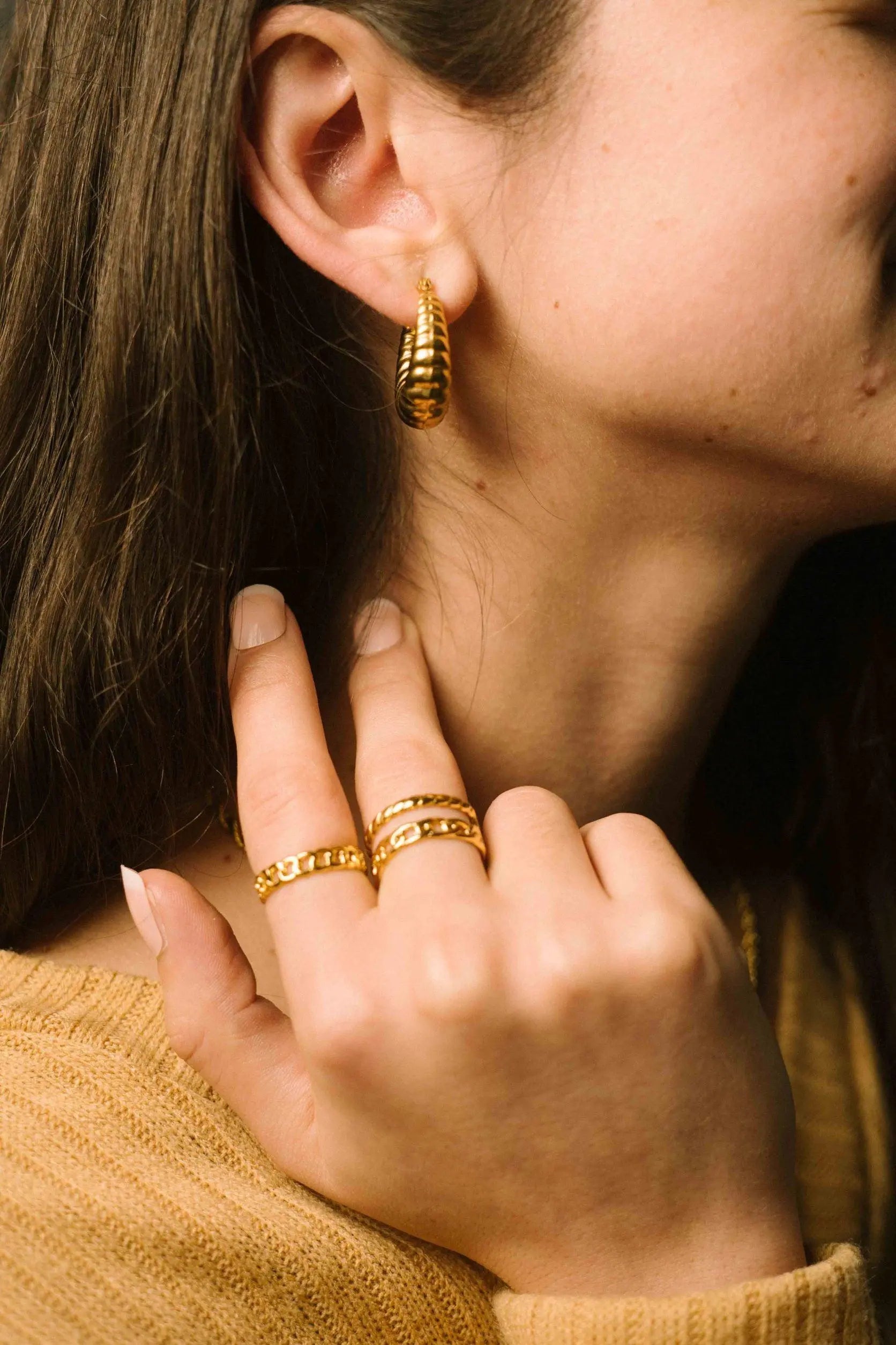 Chunky Croissaint Hoops - Bonheur Jewellery