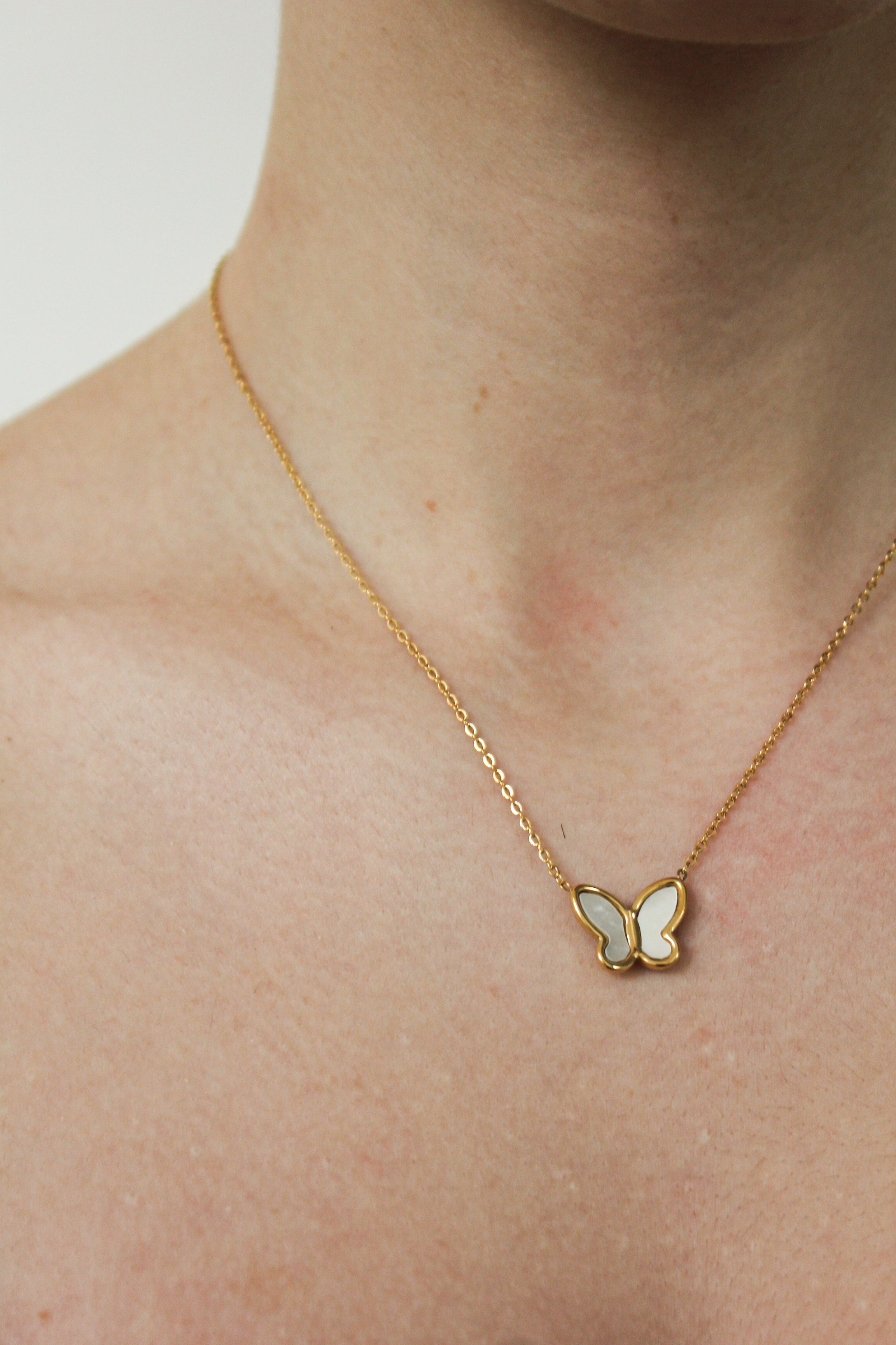 Schmetterling Perlmutt Halskette Gold