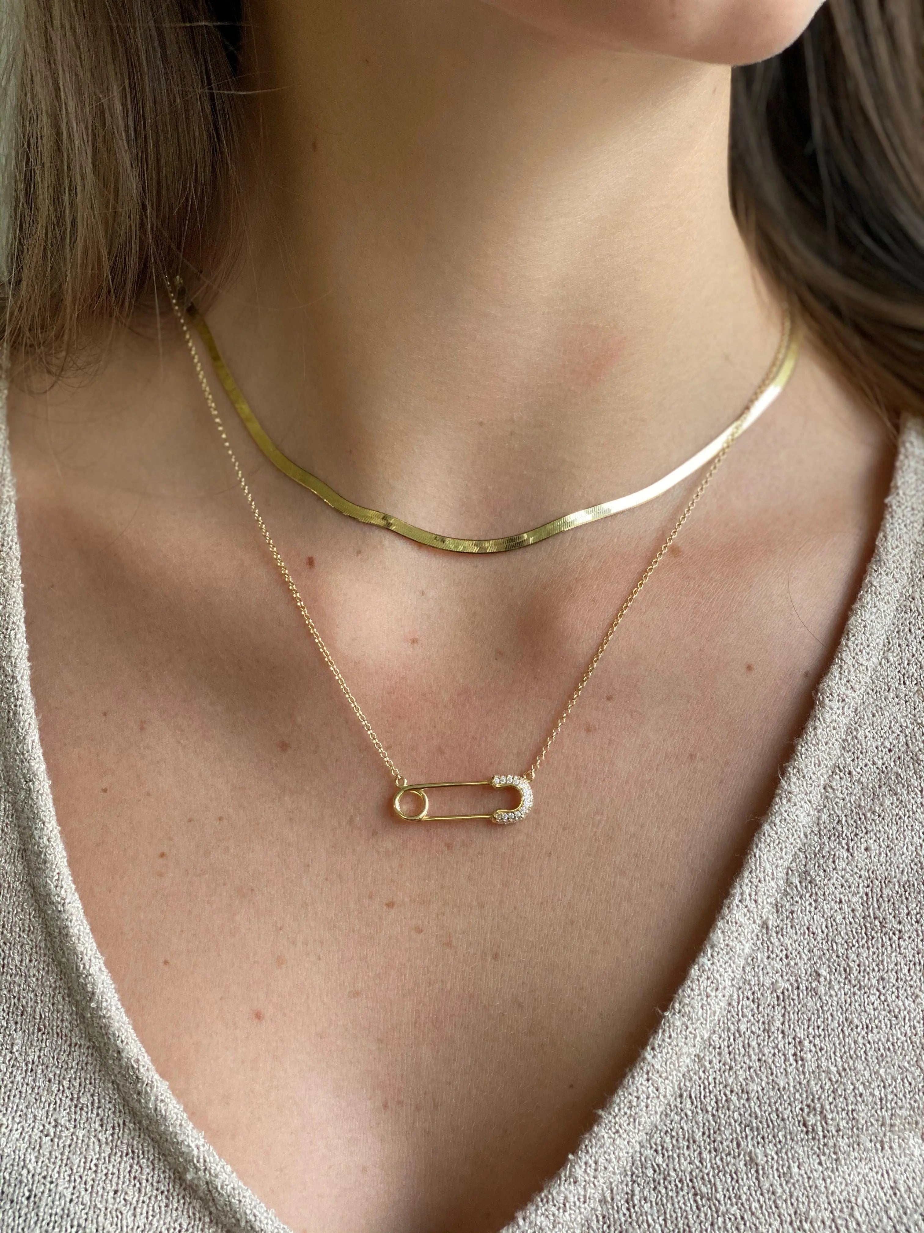 Lilou Sicherheitsnadel Halskette - Bonheur Jewellery