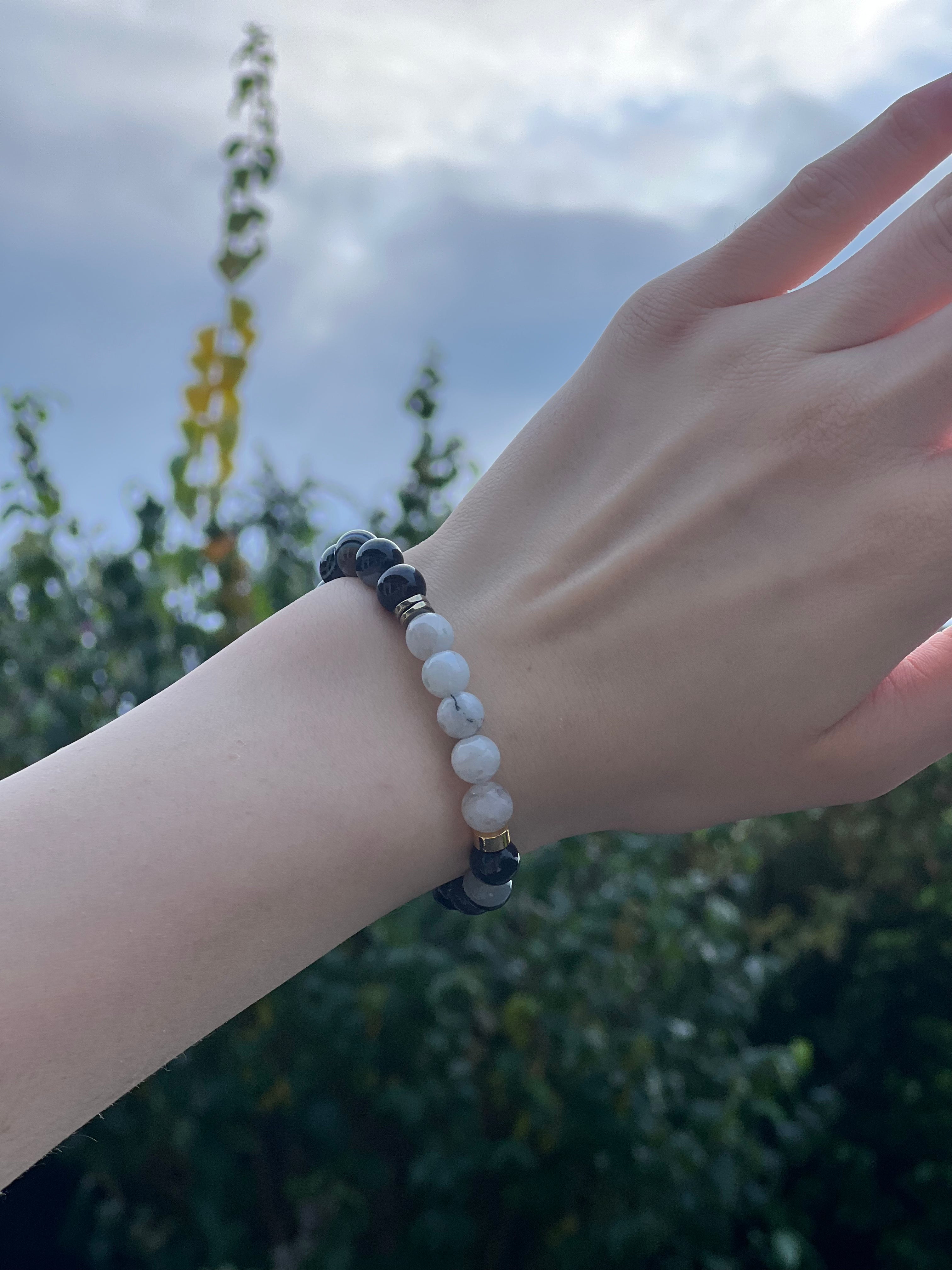 Mondstein und Achat Edelstein Armband