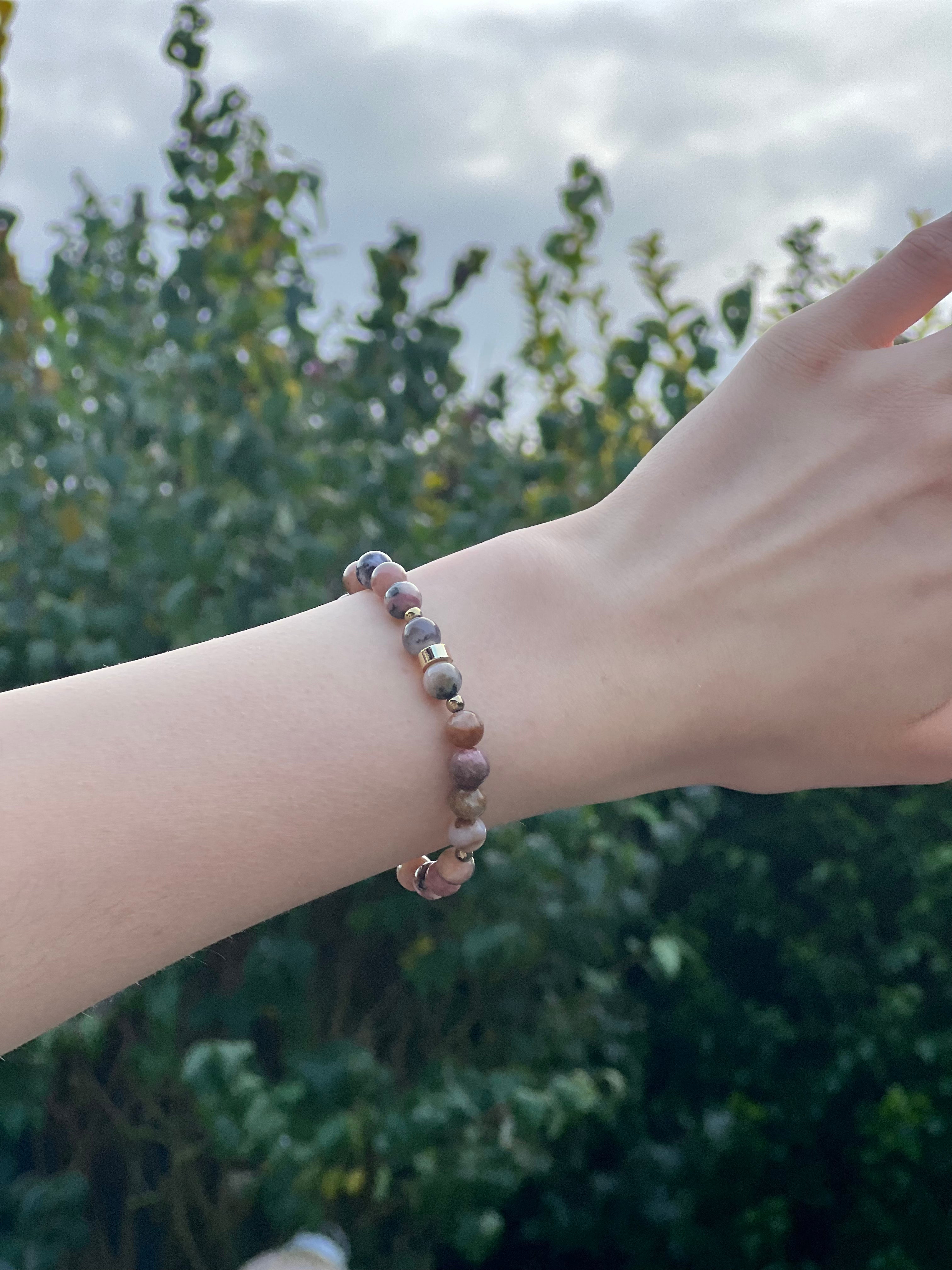 Rosa Opal Edelstein Armband