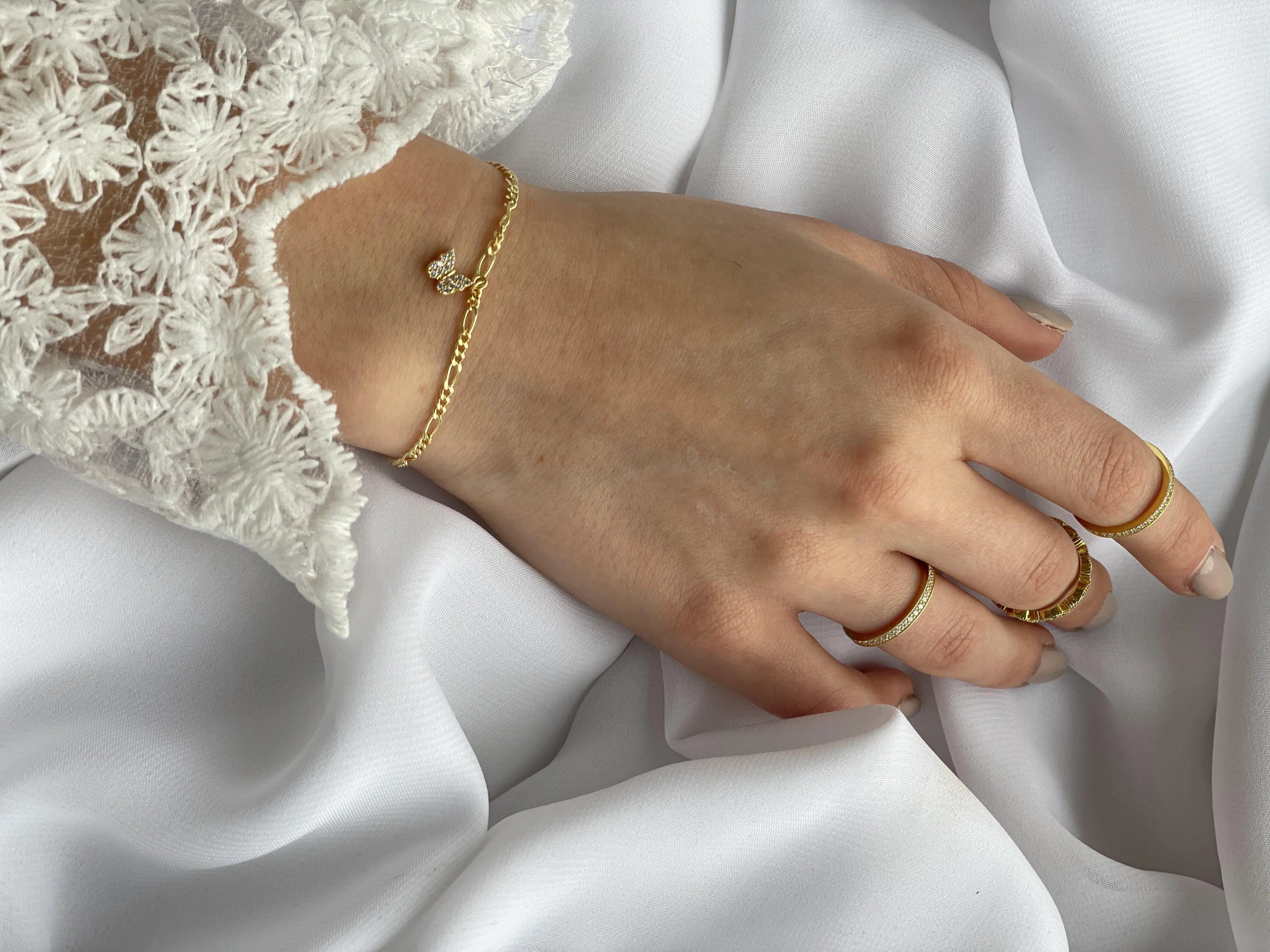 Schmetterling Armband Figaro Gold - Bonheur Jewellery