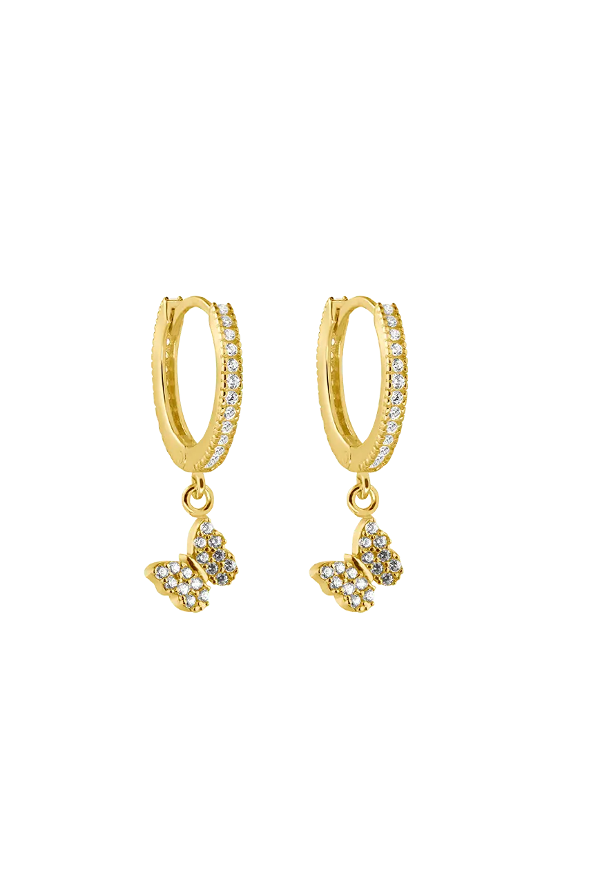 Schmetterling Tiny Zirkonia Ohrring Gold - Bonheur Jewellery