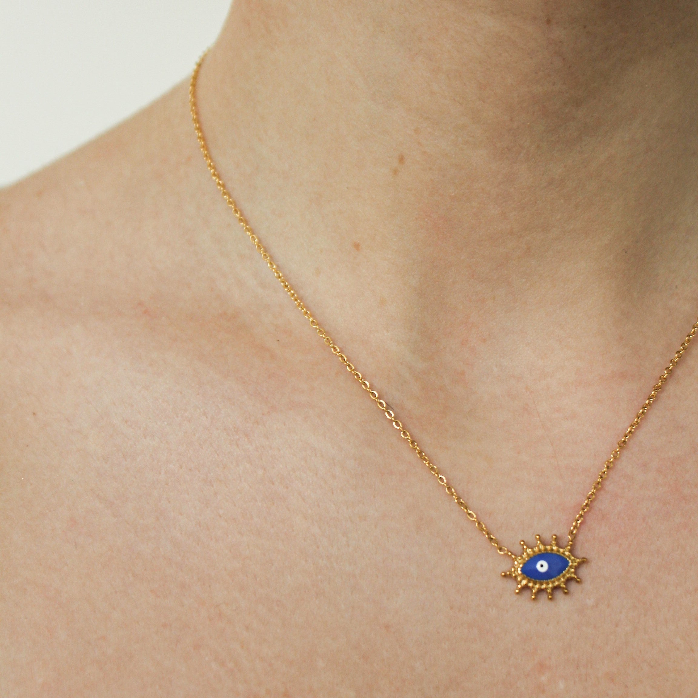 Nazira Auge Halskette Blau Gold