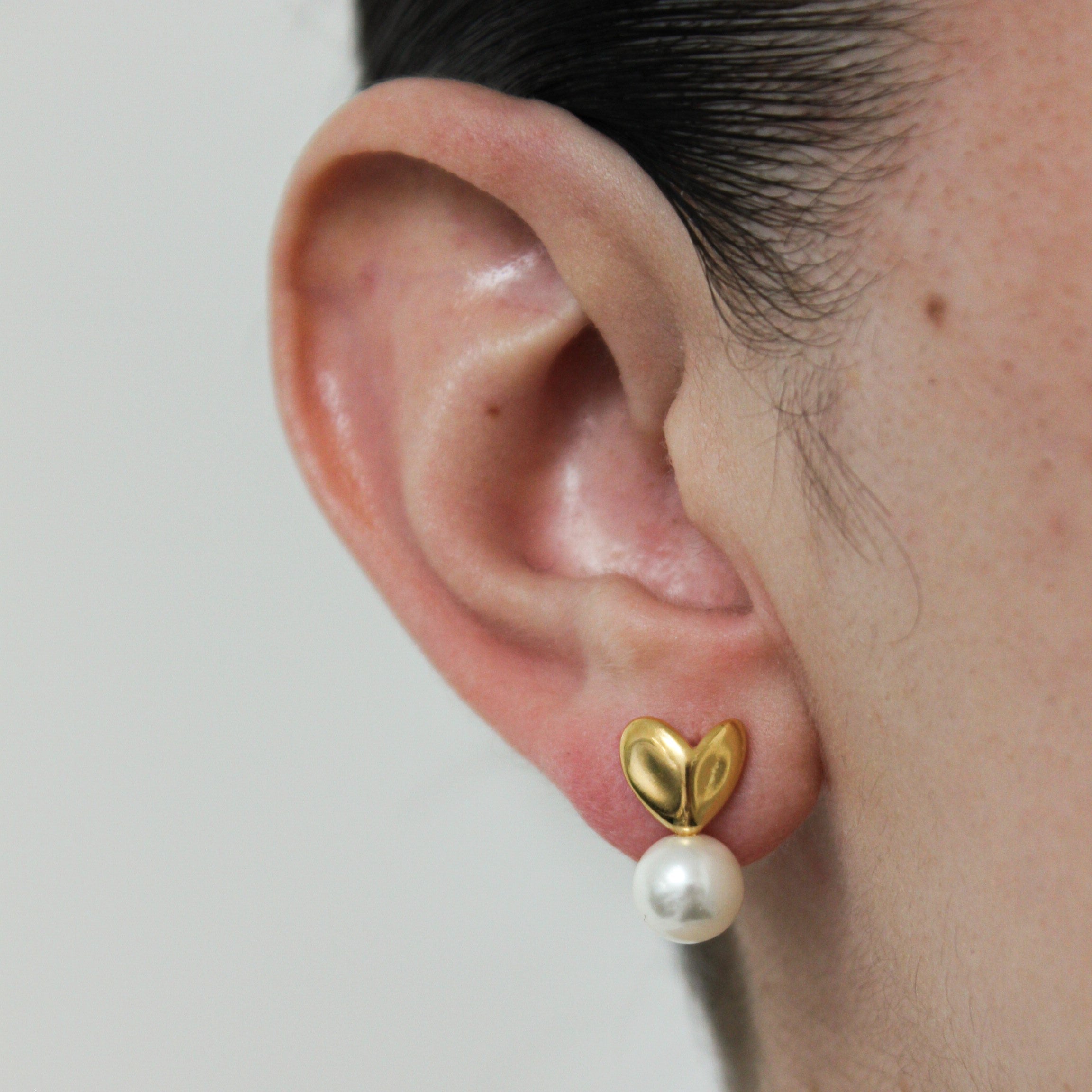 Perlen Herz Ohrringe Gold